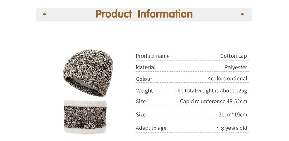 MOLIXINYU New Child Winter Warm Hat Boys&Girls Hat Scarf Set Thickening Baby Knit Winter Hat 1-8 Years Oold Children Winter Hat