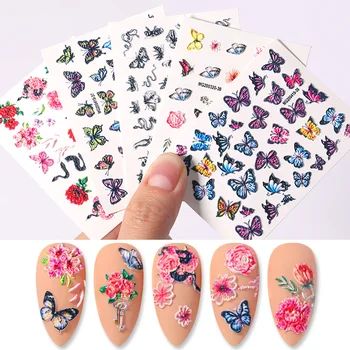 

1 Sheet 6D Nail Stickers Serpentine Beautiful Butterfly Pattern Adehesive Nail Art Decals Stickers DIY Nail Art Decorations