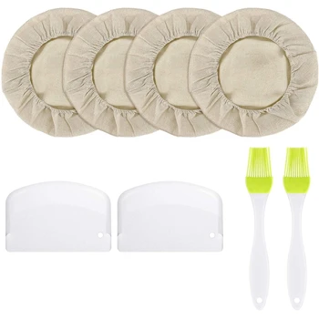 

Round Bread Banneton Proofing Basket Cloth Sourdough Proofing Cover,Bread Dough Scraper,Brushes for Home Bakers Tools