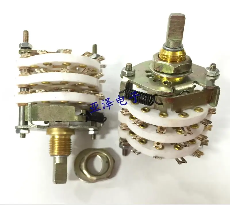 

2PCS/LOT KCZ medium ceramic rotary band switch, 3 layers, 3 knife, 11 stall switch, rotary switch shaft length 20MM