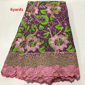 

2020 High Quality Embroidered Wax Lace Fabric fashion African wax cloth Lace Fabric For women dress DFJA091