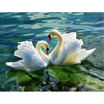 

Swans Dancing in Water Hand Made Paint High Quality Canvas Beautiful Painting By Numbers Surprise Gift Great Accomplishment