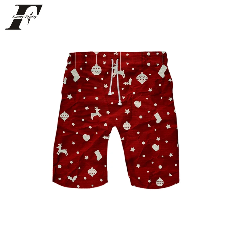 Kpop мужские модные трендовые шорты Популярные повседневные летние шорты Рождественский Западный народный праздник с принтом Санта Клауса