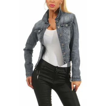 

Gray slim slim stretch denim jacket elasticity and casual Vintage Cropped Short Denim Coat light blue black 2019 New O9