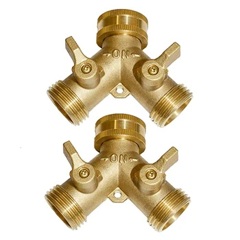 

2Pcs American Garden Two-Way Ball Valve Brass Hose Splitter 3/4 Threaded Garden Ball Valve Y-Type Water Separator
