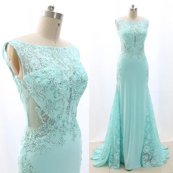 

MACloth Sky Blue Sheath O Neck Floor-Length Long Crystal Jersey Prom Dresses Dress M 268300 Clearance
