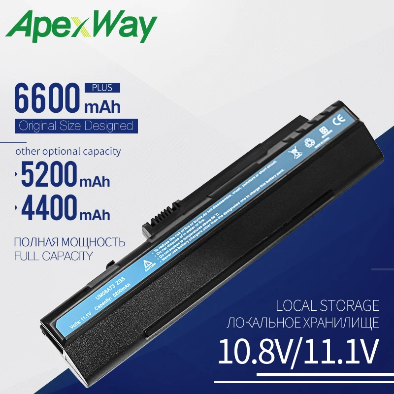 Apexway аккумуляторная батареядля ноутбука acer Aspire One D250-Br83 P531h D250-Bw18 D250-Br18 D250-Bw83F Pro 531