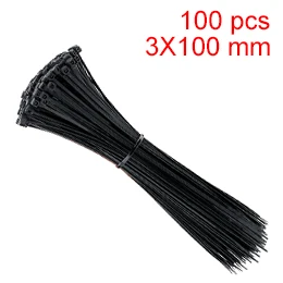 black 100 шт./упак. 3*100 Высококачественная 3 мм Широкая Многоцветная самоблокирующаяся пластиковая нейлоновая нить, кабель - Цвет: black
