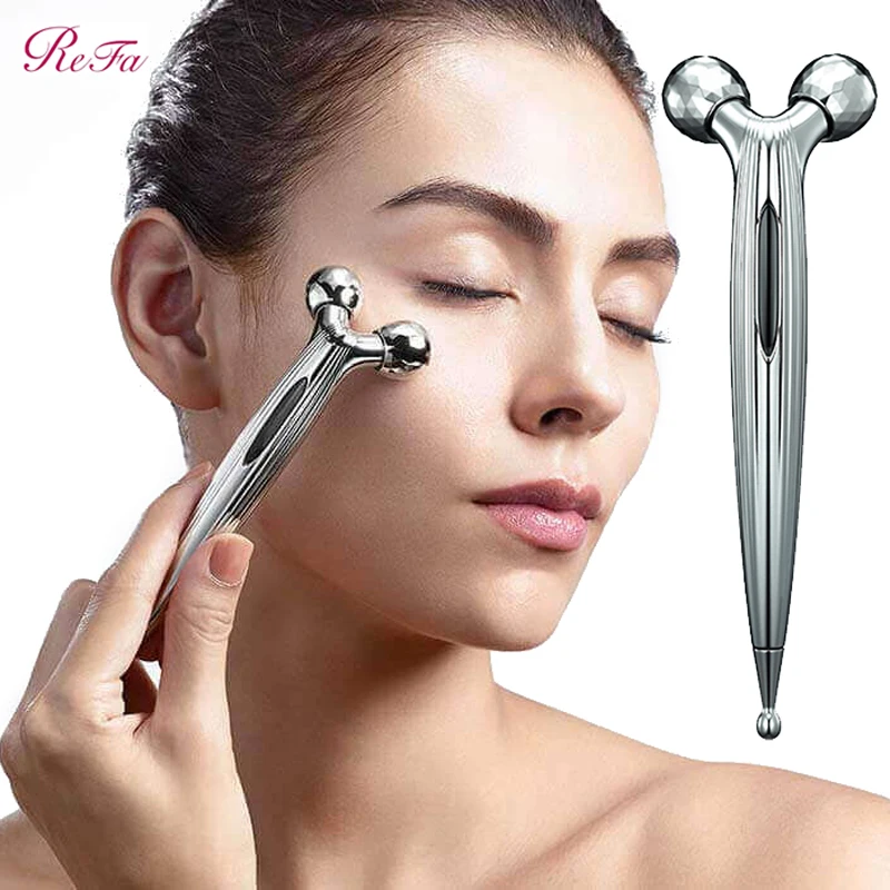 ReFa S Carat Ray Micro-current Face Massager Platinum Coating Dual Drainage Rollers IPX7 Waterproof Face Massage Facial Slimming