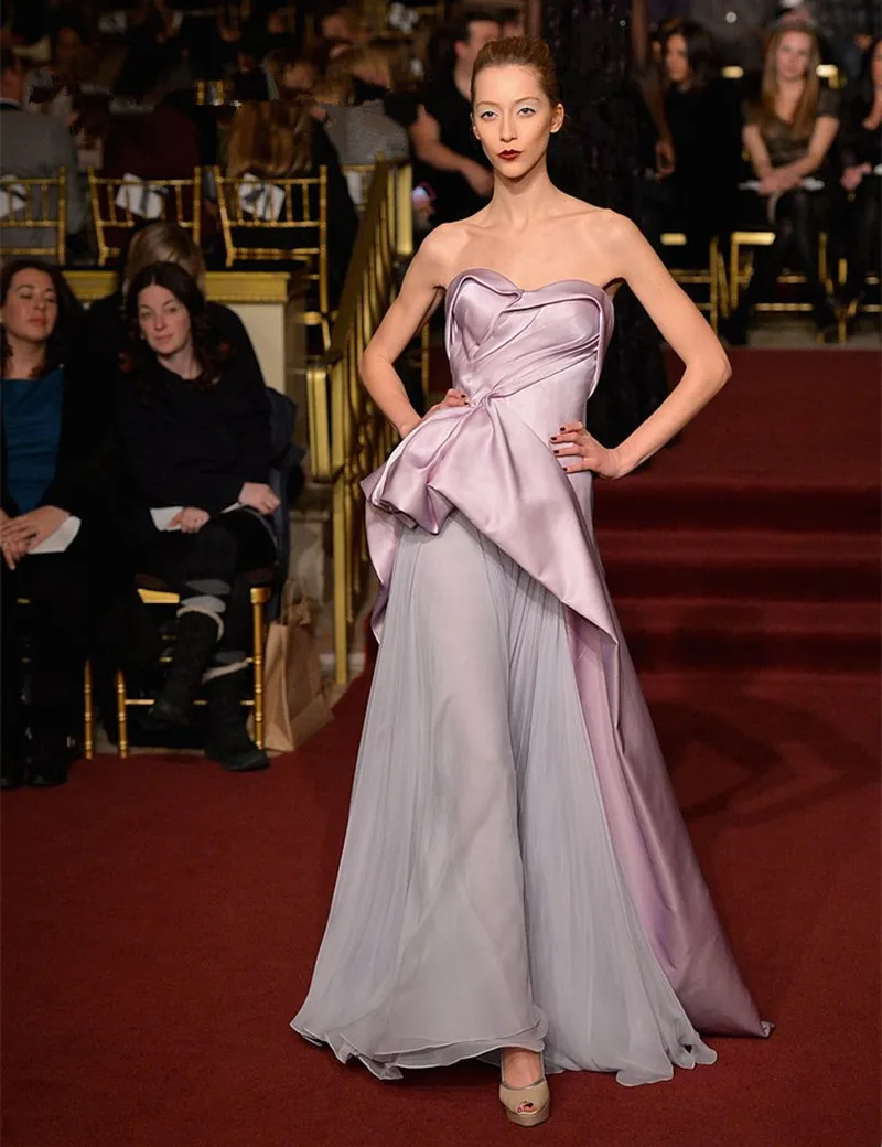 

robe satin Open Back Sweetheart Floor-length And Satin Evening Ruffles Light purple Prom gown robe de soiree Celebrity Dresses