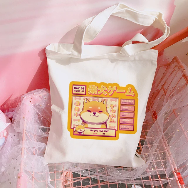 Kawaii Cute Shiba Inu Doge Print Shoulder Bags Shopping Bag Aesthetic Harajuku Canvas Totes Casual Handbag For Women Bookbag Shopping Bags Aliexpress kawaii cute shiba inu doge print shoulder bags shopping bag aesthetic harajuku canvas totes casual handbag for women bookbag