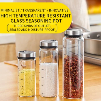 

High Borosilicate Glass Seasoning Can Salt Sesame Solid Condiment Seal Bottle Pepper Spice Shaker With Lid
