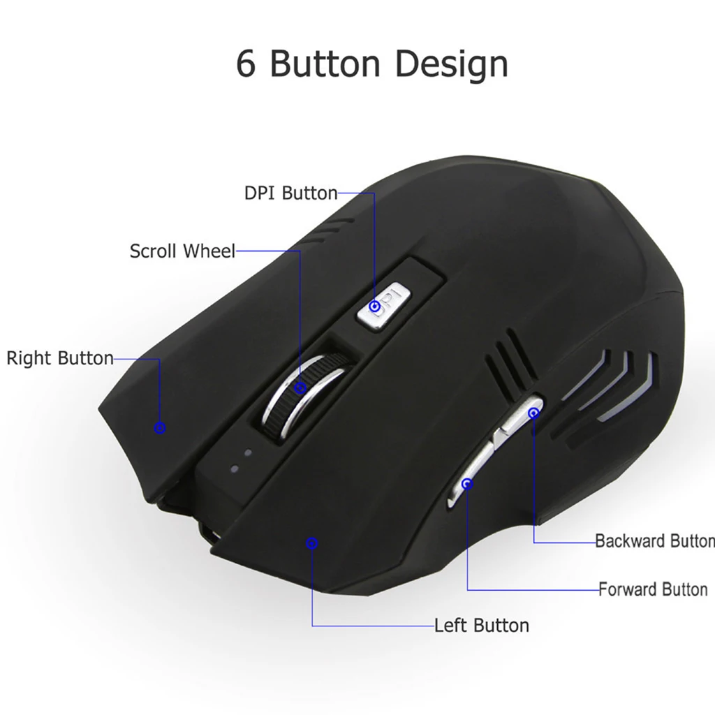 Bluetooth беспроводная мышь Бесшумная мышь с 3 регулируемыми dpi и 6 кнопками