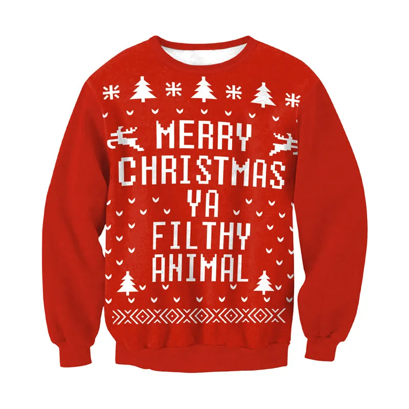 Унисекс, мужские и женские,, уродливые Рождественские свитера для женщин, с принтом, круглый вырез, свободный женский свитер, Осень-зима, топы, одежда на Рождество, большие размеры - Цвет: Sweater  26