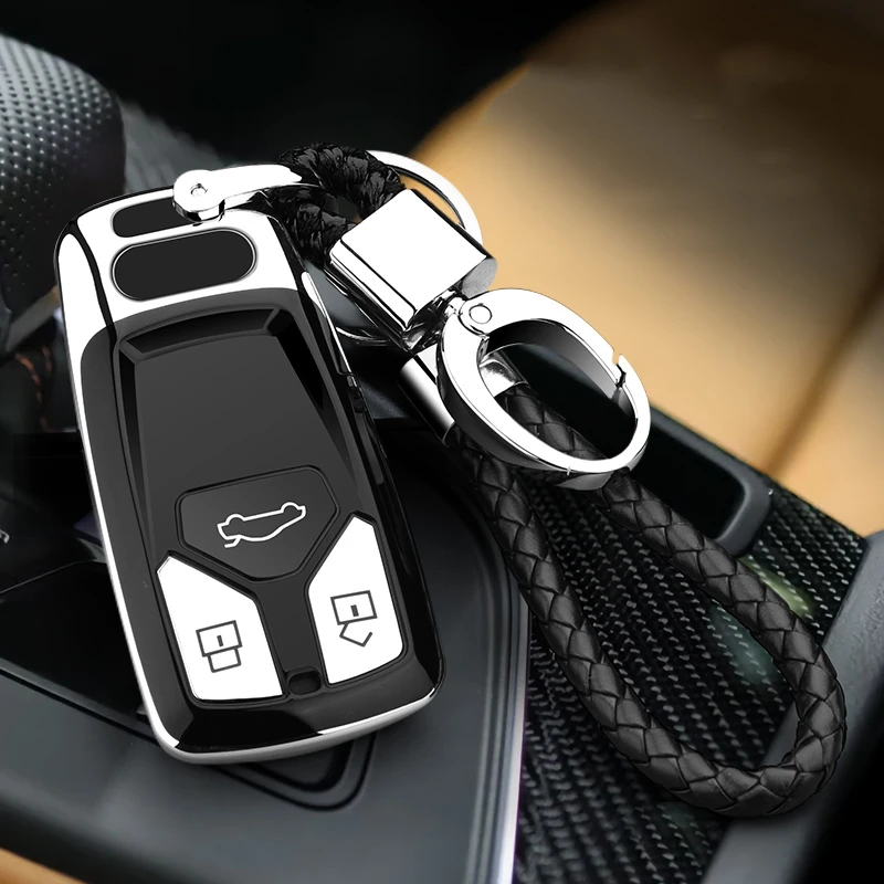 New soft TPU Car Key Cover Case For AUDI A4 B9 Q5 Q7 TT TTS 8S Auto Key Shell decoration keyring keychain durable waterproof