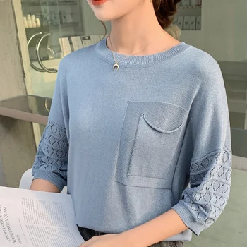 

2020 New Arrival Aslea Rovie Regular O-neck Batwing Sleeve Pockets Office Lady Half Patchwork None China (mainland) Thin Ages 18