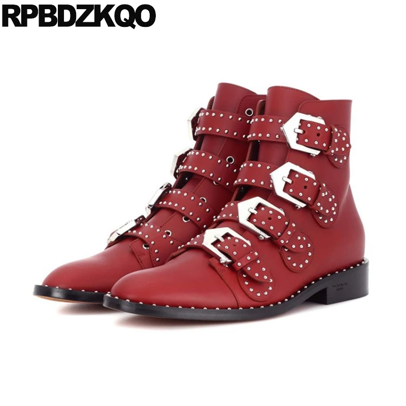 TOPSHOP Chunky Biker Boots in Red Womens Shoes Boots Ankle boots 