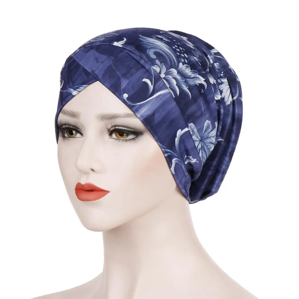 

European and American cashew flower print headscarf hat Muslim chemotherapy hat back sponge head cap