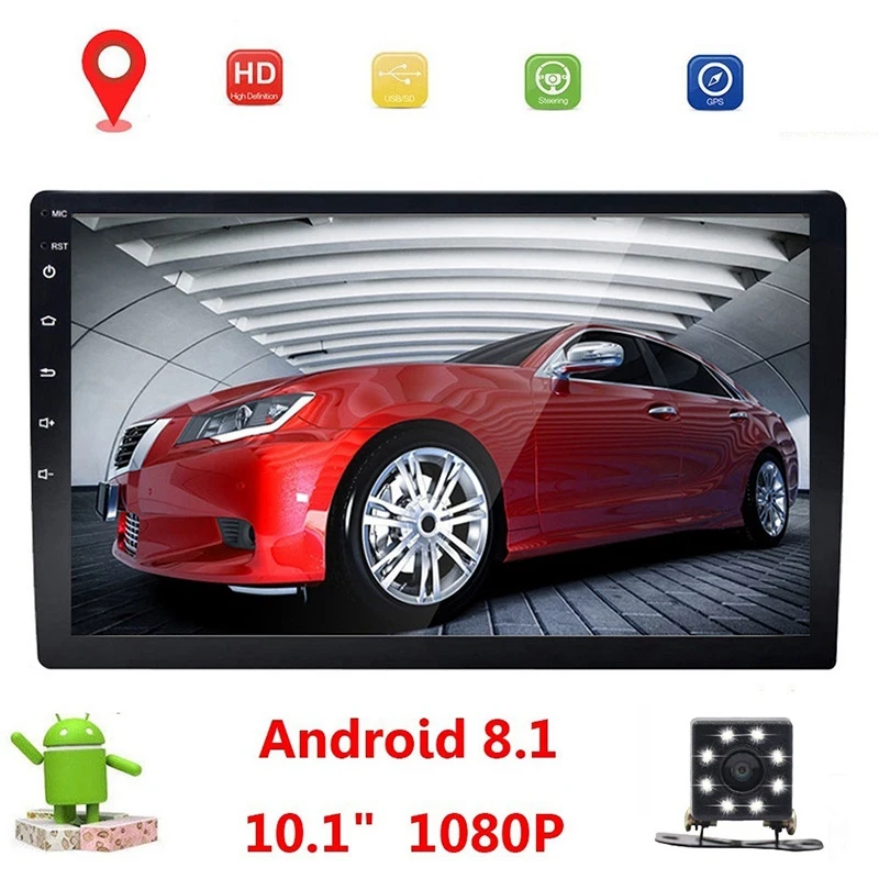 

2 Din 10.1 Inch Android 8.1 Universal Car Radio 1G+16G Stereo GPS Navi WIFI USB Bluetooth Multimedia MP5 Player with Camera