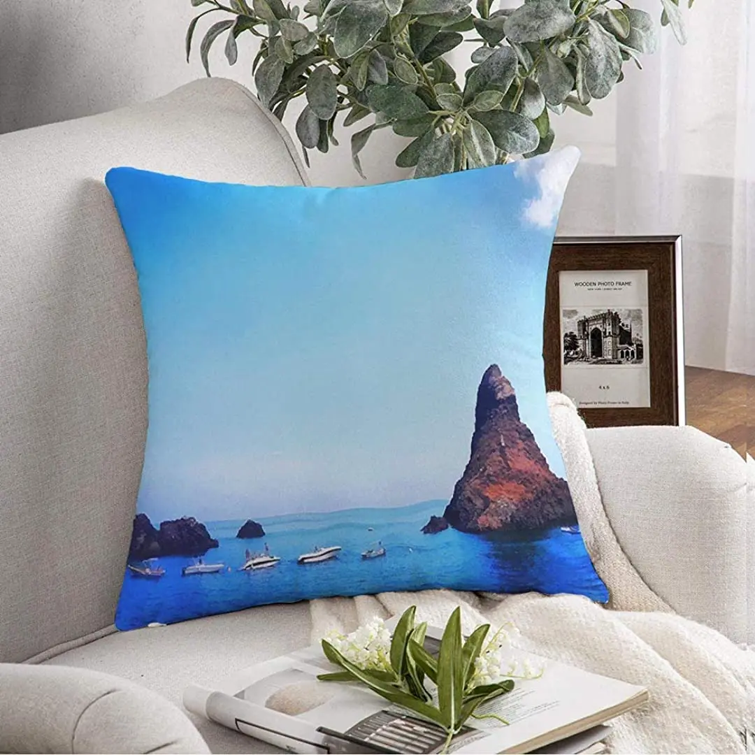 Throw Pillow Pillowcase Blue Artistic Oil Painting Wall Nature Beach Colorful Bay Digital Beautiful Brush Sky Cover | Дом и сад