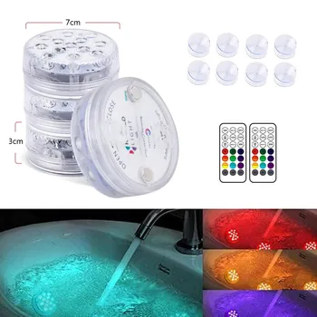 

13 LED Lights Waterproof Remote Decor Pool Pond Centerpieces Foundation Outdoor Vase Bowl Party Garden Decor Underwater Lamp