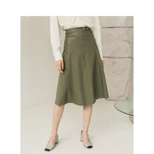 *#Best Price INMAN 2020 Spring Office Retro Style New Arrival Solid Color PU Leather A Line Knee Length Skirt *#Best Price INMAN 2020 Spring Office Retro Style New Arrival Solid Color PU Leather A Line Knee Length Skirt