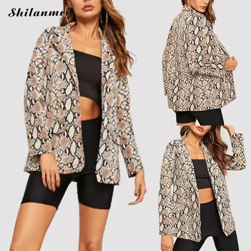 90% OFF Women Autumn Winter Street Blazers Ladies Snakeskin Print Blazer 2019 Trendy Women's Blazers Coat Fashion Jacket 3xl 4xl