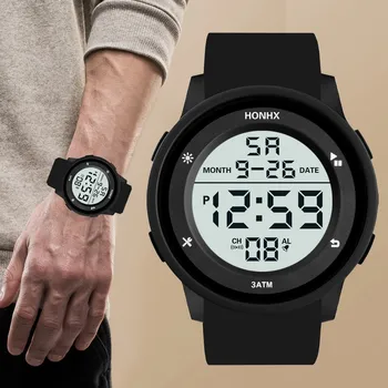 

New Sport Watch Fashion Waterproof Men's Boy LCD Digital Stopwatch Date Rubber Sport Wrist Watch спортивные часы relogio digital