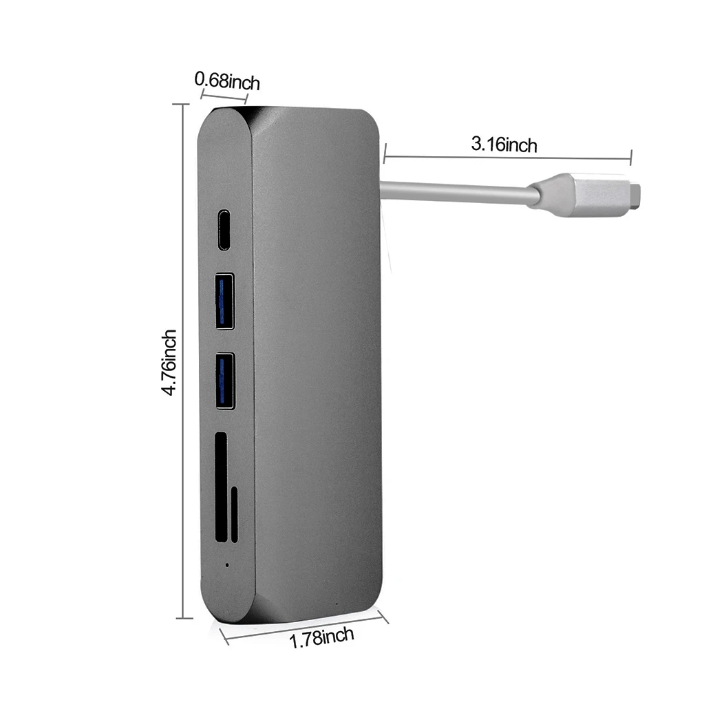 7 в 1 USB 3,0 тип-c к концентратору 3,0 USB RJ45 SD/TF кардридер питания видео HD Замена для MacBook Pro
