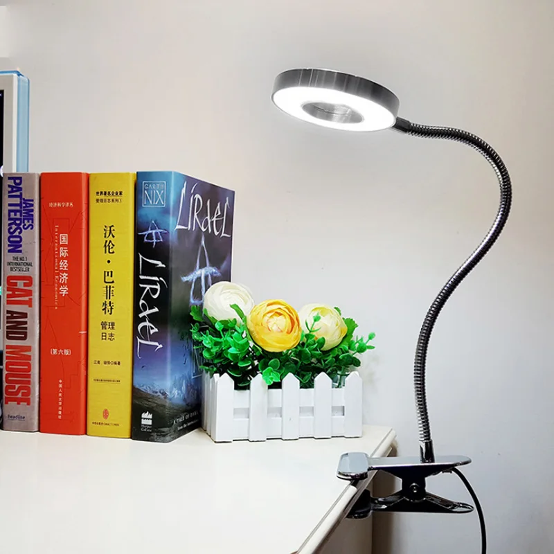 LED Desk Lamp 5W Eye-protected USB Table Lamp Clip On Light with Switch 9-Levels Brighness & 3-Levels Colors For Reading Working 6