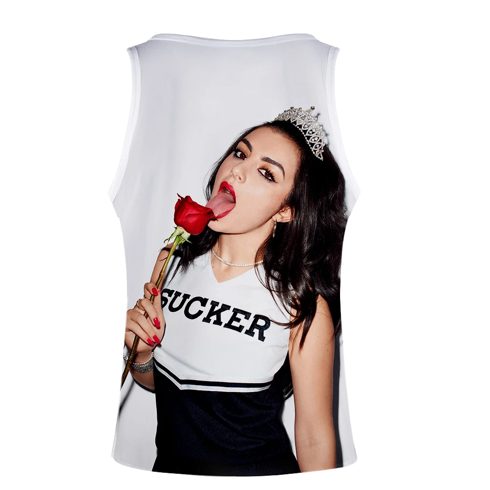 Charli XCX пуловер Графический большой размер свободные модные Harajuku женские топы на бретелях 3D принт хип хоп без рукавов Повседневная пара футболка