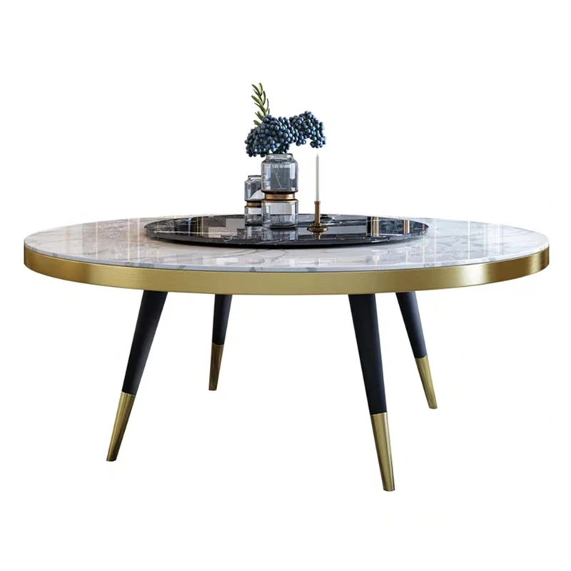luxury round dining table modern minimalist room set | Мебель