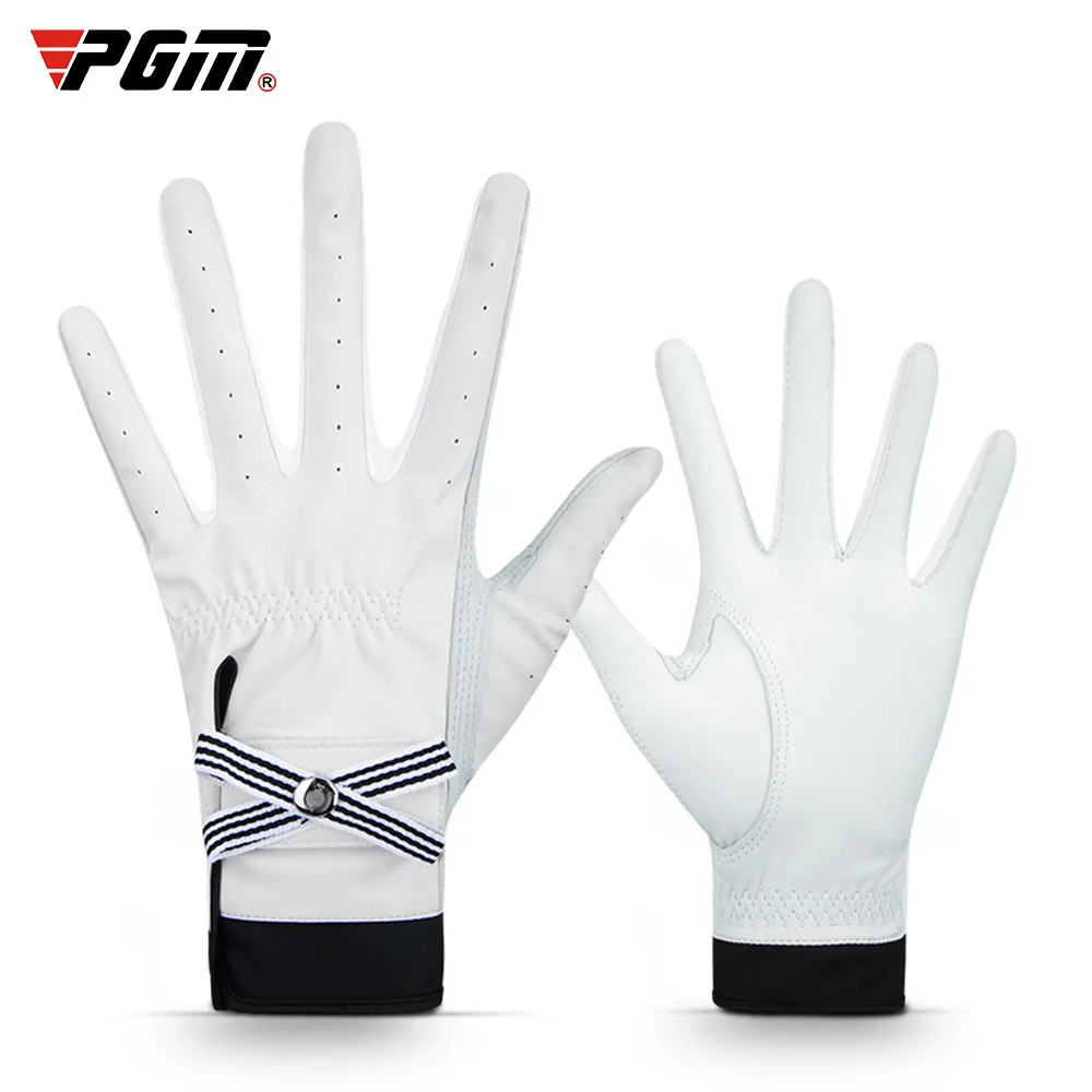 

PGM Golf Gloves Women's Anti-slip Design Leather Gloves Lambskin Velcro Non-slip Sports Gloves Catazer