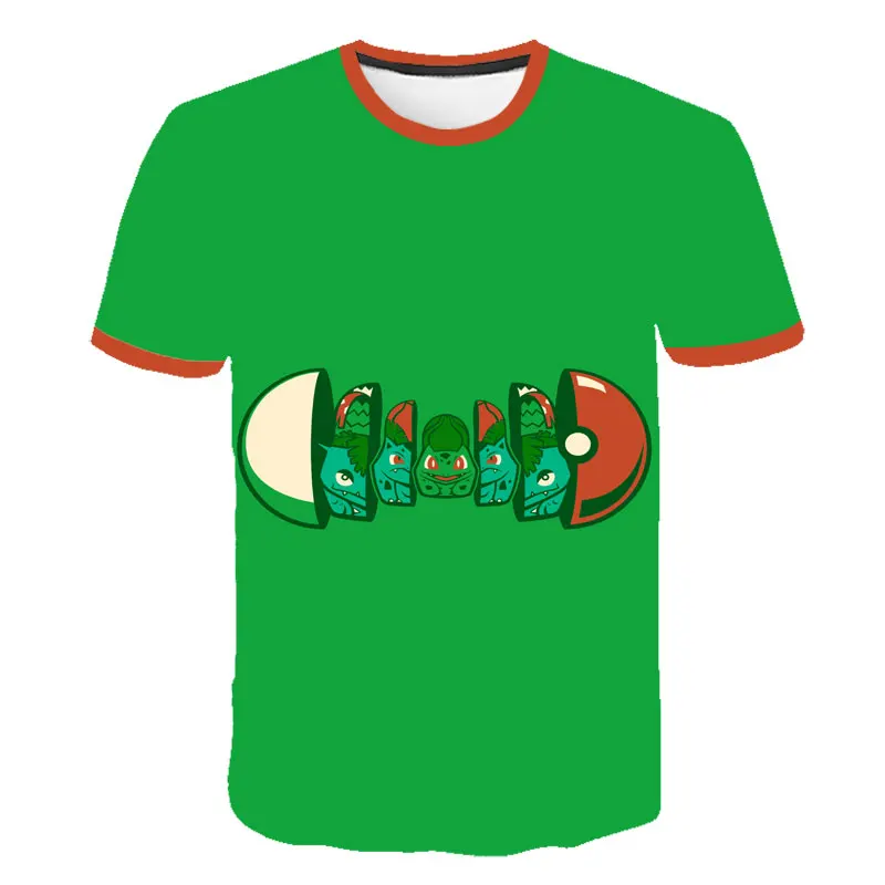 Футболка с покемоном Пикачу Детские футболки с 3D принтом летние футболки с короткими рукавами harajuku модная уличная детская одежда