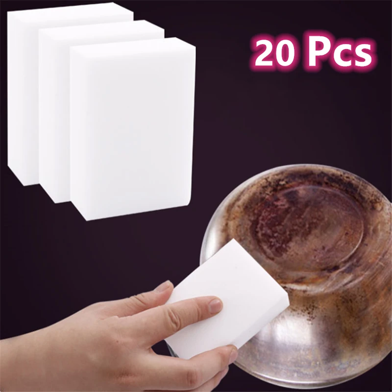 

20pcs 100*60*20mm White Melamine Sponge Magic Sponge Eraser For Kitchen Office Bathroom Clean Accessory/Dish Cleaning Nano