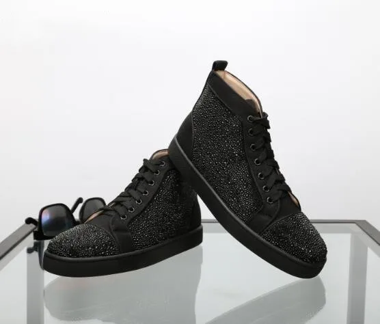 Черные замшевые мужские туфли на плоской подошве; Сияющие кристаллы; zapatillas hombre; классические теннисные мужские туфли в повседневном стиле с круглым носком