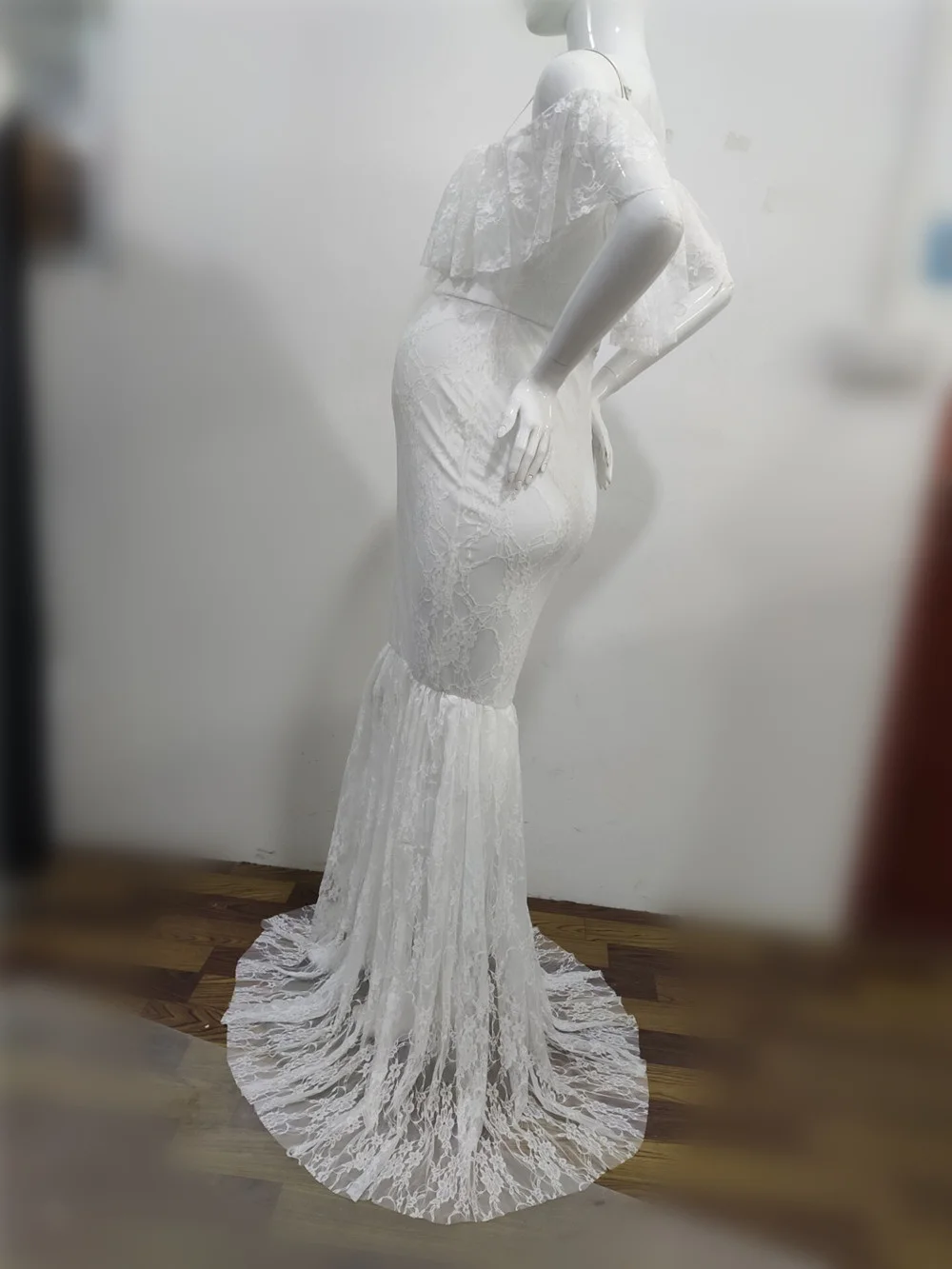 Lace Fancy Women Dress Maternity Photography Props Off Shoulder Pregnancy Dresses Ruffles Maternity Gown Clothes For Photo Shoot (16)