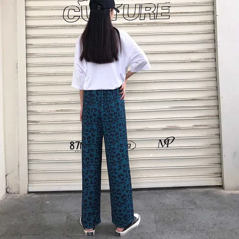 One-Piece Summer For Female Sport Leopard Casual Pants 2020 New Vintage Fashion Plus Size Loose High Waist Trousers Women Pants