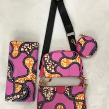 Африканский воск и сумочек в тон, комплект одежды, 3 элемента одежды, шт./компл. Анкара воск сумочка в комплекте 6 ярдов в африканском стиле из натуральной кожи мягкие Анкара воск ткань 121101