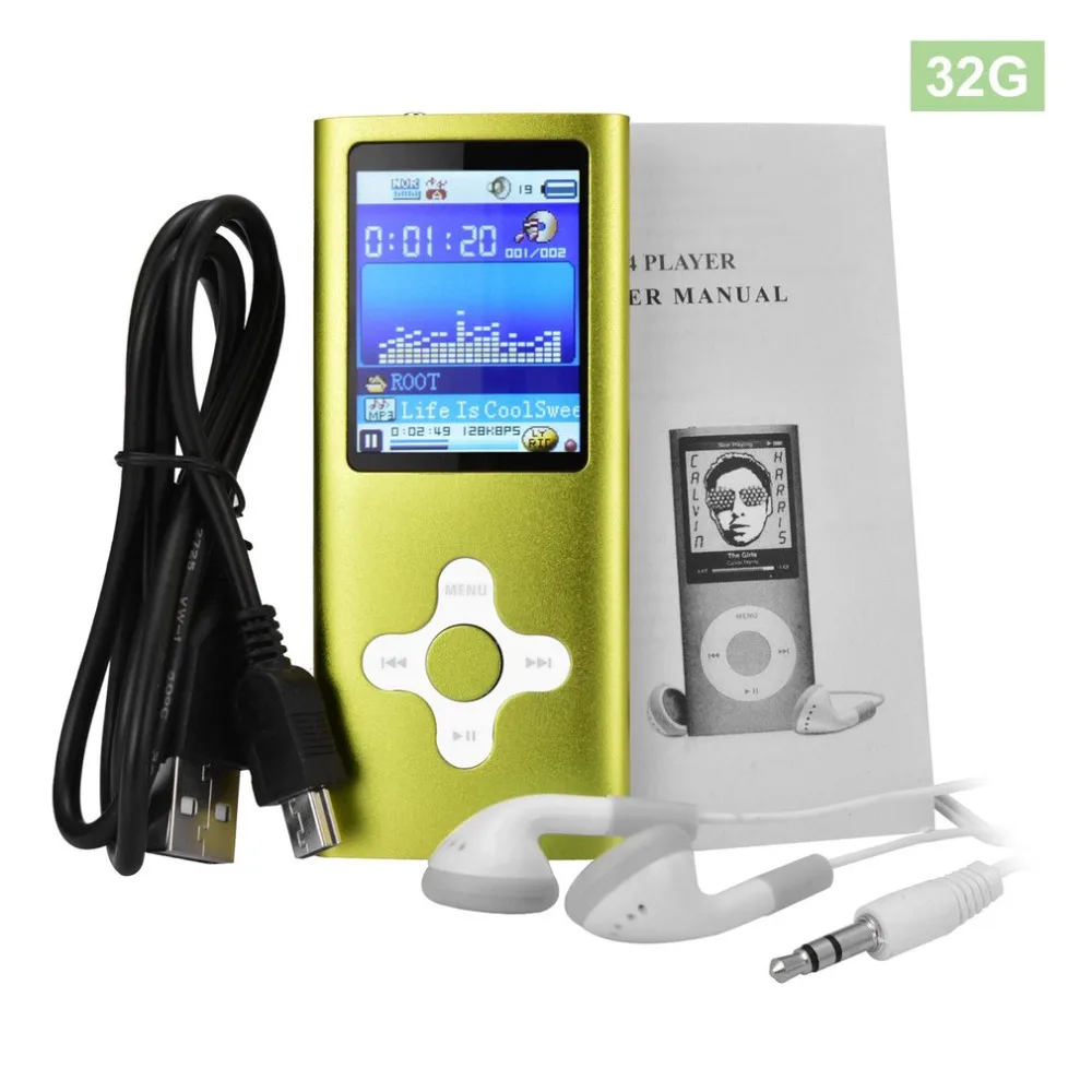 MP3-плеер 1,8 дюймов экран 32 Гб 128 М металлический музыкальный плеер Портативный видео Raido fm-плеер аудио mp3 fm-радио, чтение электронных книг