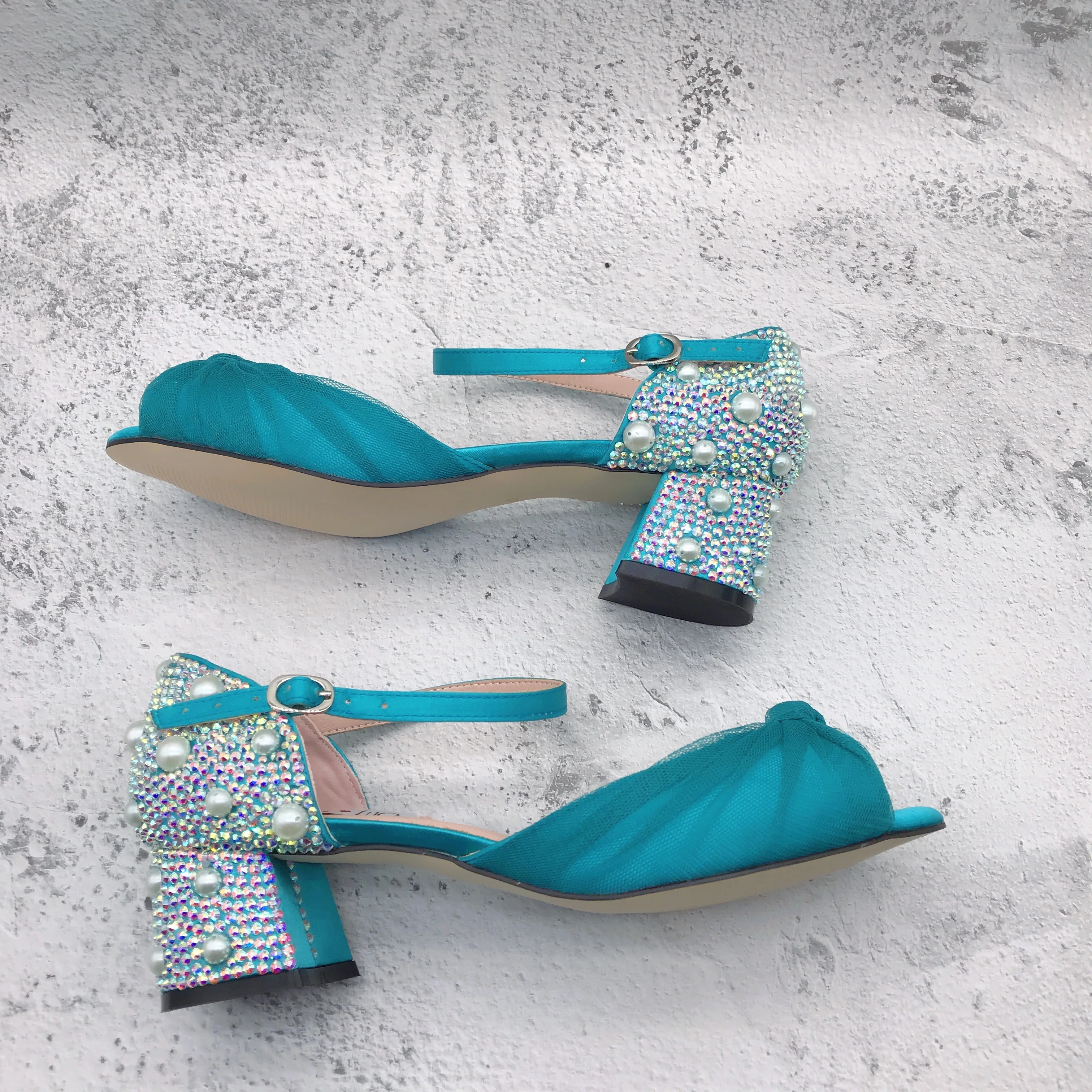 Buy SIZE 7 Shoes Teal & Black Medium Heel, Peep Toe Slingbacks, Something  Blue Shoes Formal Evening Satin Pumps, Comfortable Heel, Pageant, Prom  Online in India - Etsy
