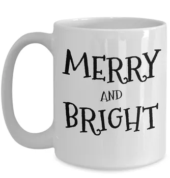 

Merry and Bright Christmas Mug Ceramic Coffee Cup