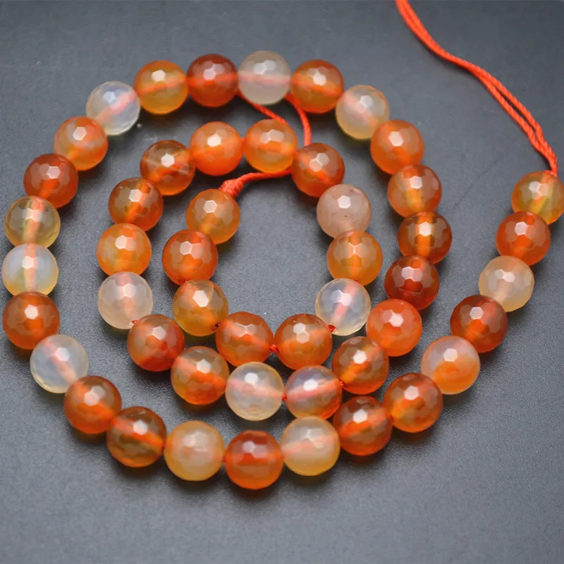 Natural Faceted Red Carnelian Agate Stone Round Loose Beads DIY Jewelry making materials 4mm 6mm 8mm 10mm 12mm | Украшения и