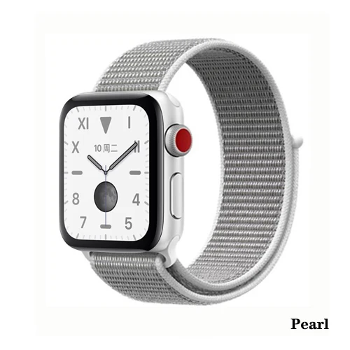 Нейлон pulseira для apple watch band 4 44 мм 40 мм(iwatch 5) apple watch 3 2 1 ремешок 42 мм 38 мм дышащий браслет ремень аксессуары - Цвет ремешка: Pearl