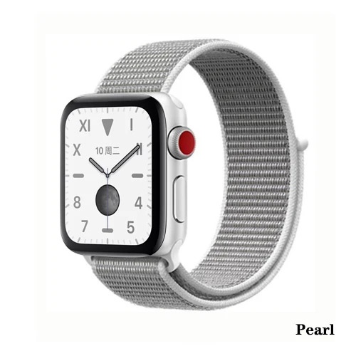 Pearl Нейлон pulseira для apple watch band 4 44 мм 40 мм(iwatch 5) apple watch 3 2 1 ремешок 42 мм 38 мм дышащий браслет ремень аксессуары - Цвет ремешка: Pearl