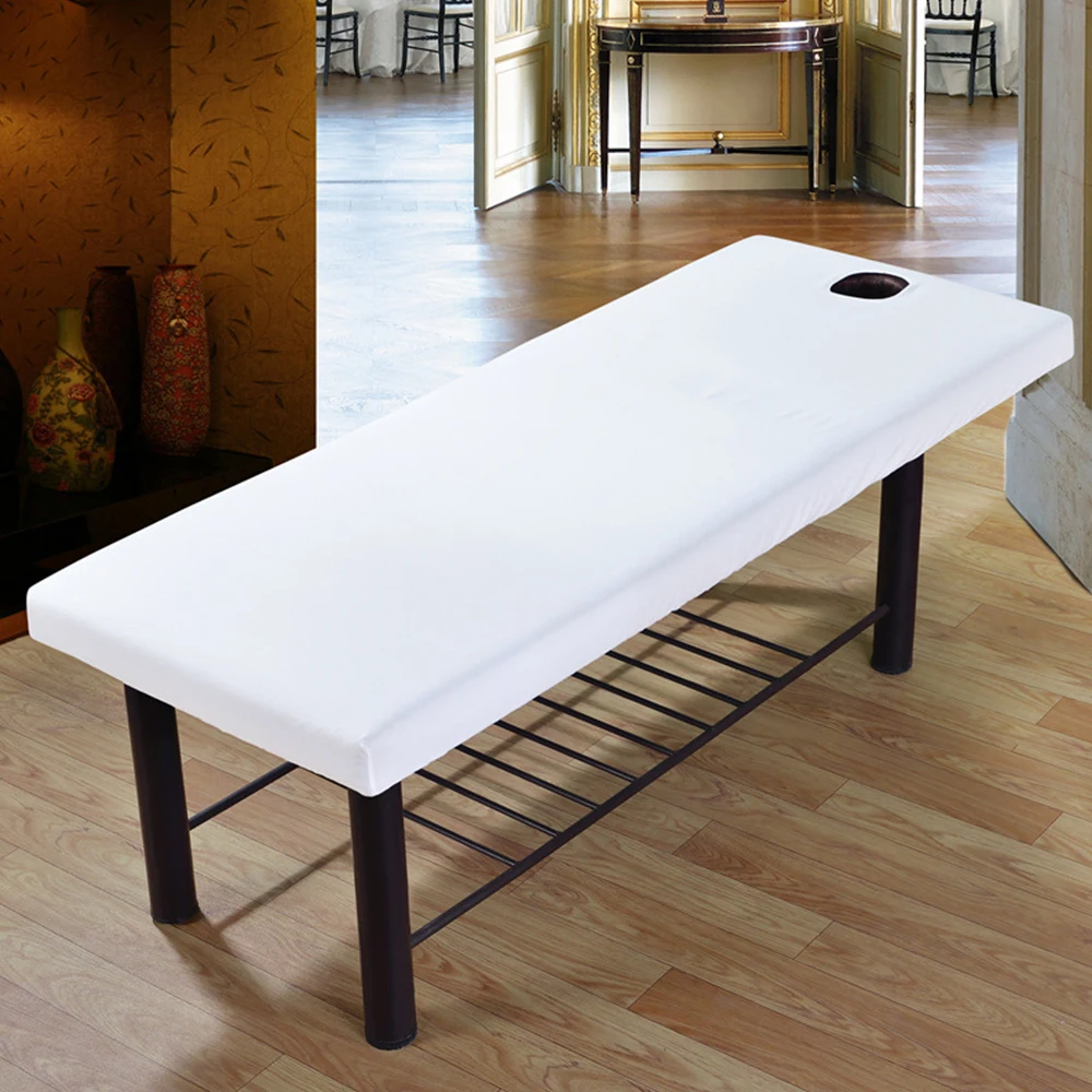 

70*190cm Massage Table Cover Bed Sheet Solid Couch Forepart Hole Polyester Elastic All-Round Wrapbed Spread For Massage Table