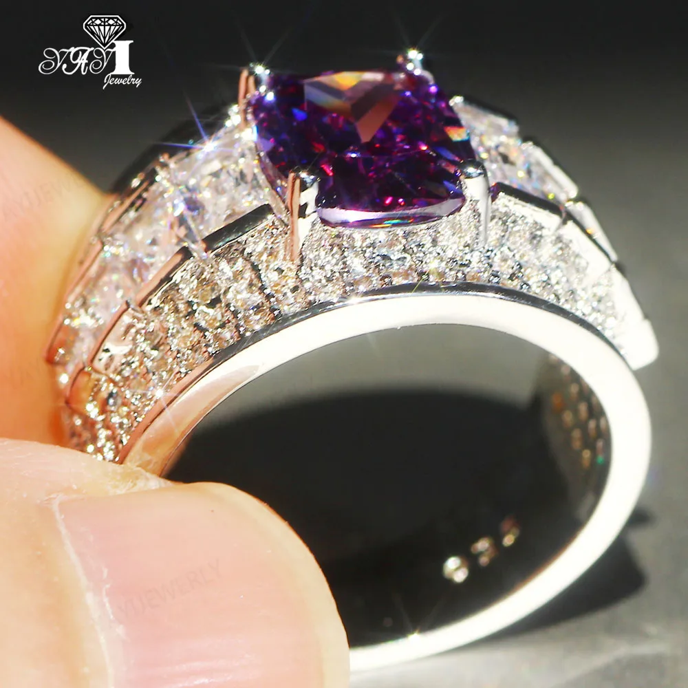 Silver Ring Wedding Rings Silver Rings YaYI Fine Jewelry Top Quality Gemstones Amethyst Cubic Zirconia Silver Color Engagement Wedding Party Rings Gifts