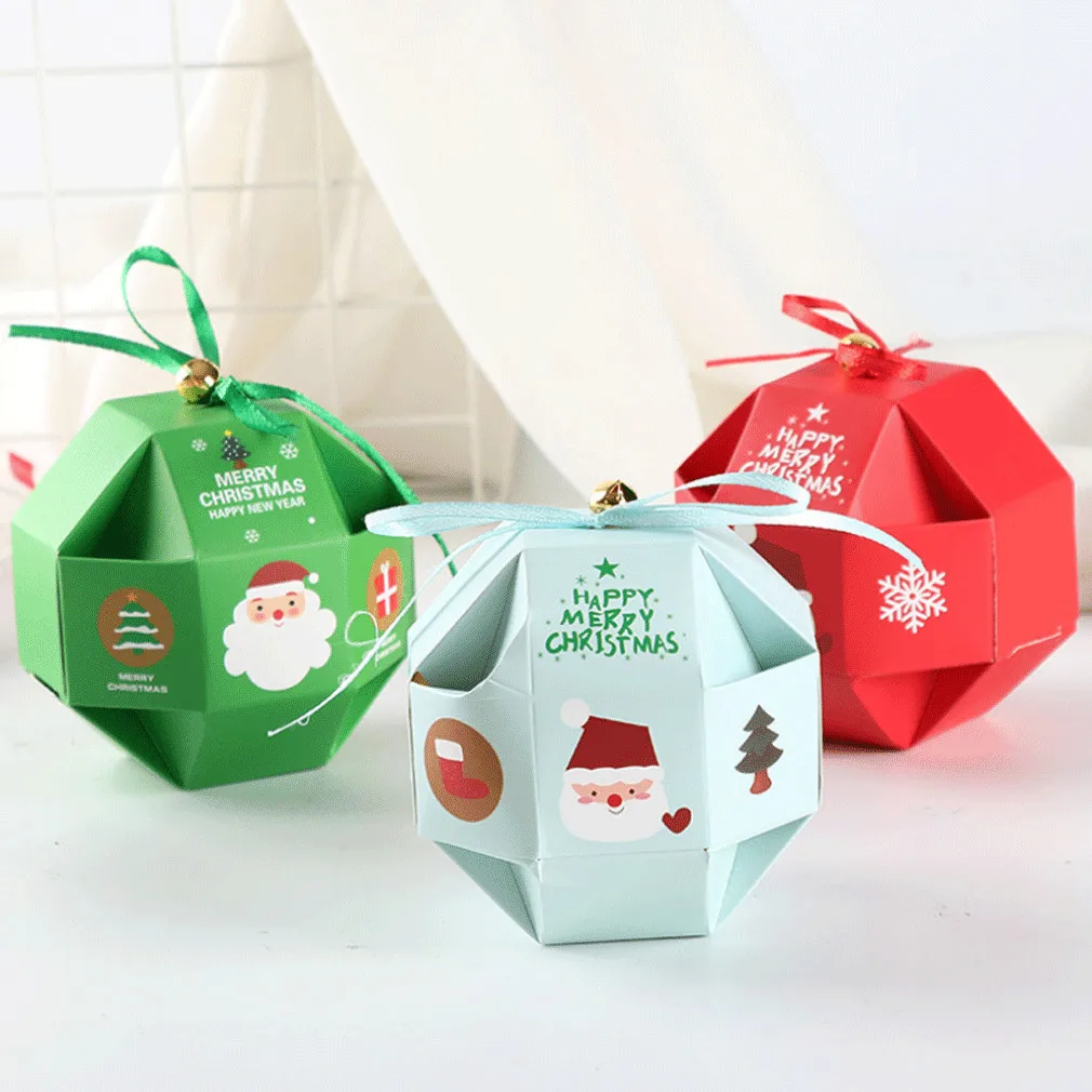 10PCS Christmas Tree Bell Party Paper Favour Gift Sweets Carrier Bags Boxes Christmas gift