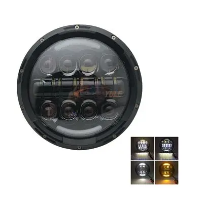 80w black 7 дюймовый круглый светодиодный головной светильник высокий низкий пучок светильник Halo Угол Eyes DRL светодиодные фары для джипа Wrangler Lada niva Прожекторы для внедорожников 4х4 в байкерском стиле - Цвет: 80w black
