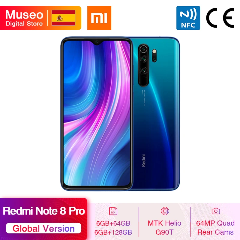Global Version Xiaomi Redmi Note 8 Pro 64GB/128GB ROM 64MP Quad Cameras MTK Helio G90T Smartphone 4500mAh 18W QC 3.0 UFS 2.1 Global Version Xiaomi Redmi Note 8 Pro 64GB/128GB ROM 64MP Quad Cameras MTK Helio G90T Smartphone 4500mAh 18W QC 3.0 UFS 2.1